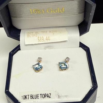 10k Blue Topaz Earrings