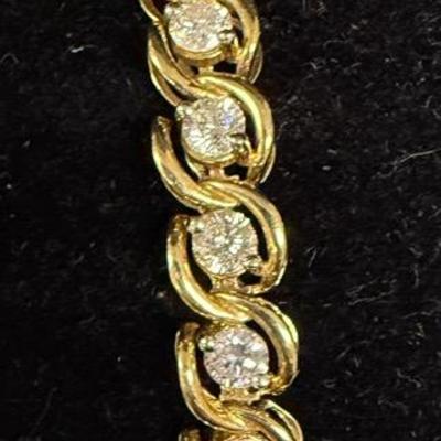 14k Yellow Gold Diamond Tennis Bracelet