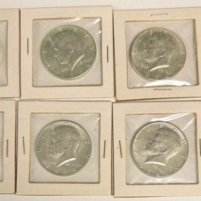 7 1964 Half Dollar Coins