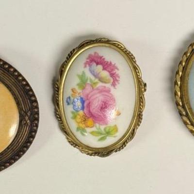Gorgeous Vintage French Limoges porcelain brooch (3)