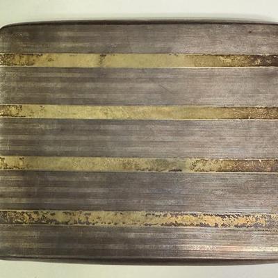 Antique Elgin Sterling Silver & Gold Striped Cigarette Case