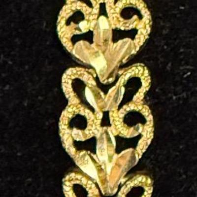 14K Yellow Gold Vintage Diamond Cut and Textured Butterfly Link Bracelet