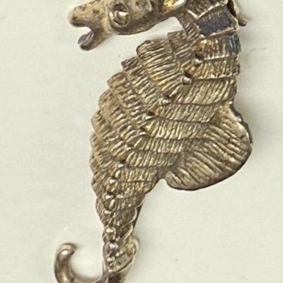 Vintage Mexican Sterling Silver Seahorse Brooch