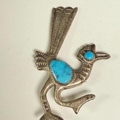 Unique Turquoise Road Runner Brooch