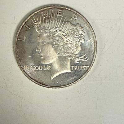 Limited SILVER 1 Troy Oz Round Peace Dollar Pattern .999 Fine Silver