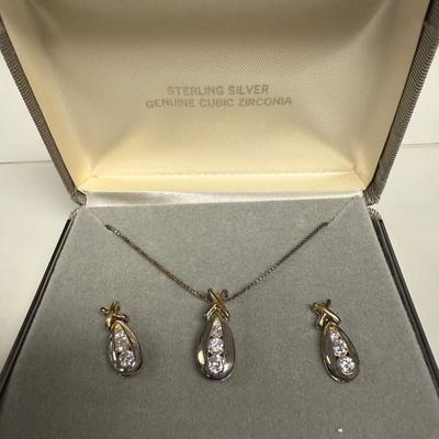 Sterling Silver Necklace And Earrings