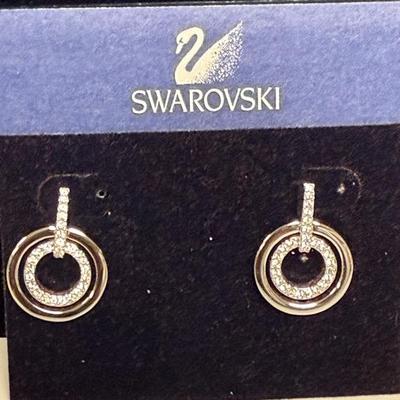 Swarovski Circle Mini Pierced Earrings,Timeless Rhodium-Plated Crystal