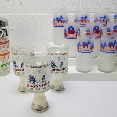 Vintage Barware: Democrat/Republican, Apollo 11 Moon Shot Glasses & Shaker