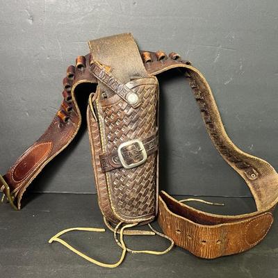 Vintage Central Sporting Leather Holster & Bullet Belt 