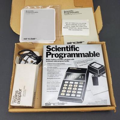 Vintage Sinclair Scientific Programmable Calculator in Original Box with Accessories