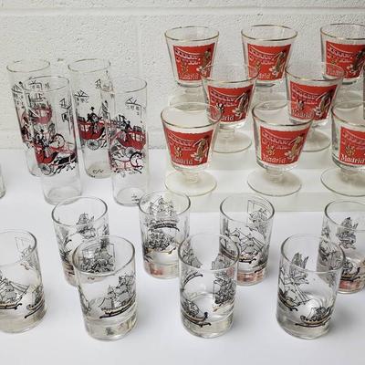 Mid Century Barware: Libbey Glasses Including Stagecoach, Madrid & Schooner 