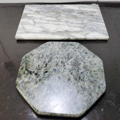 Granite Lazy Susan 14x14" & Marble Platter/Cutting Board 18x12"