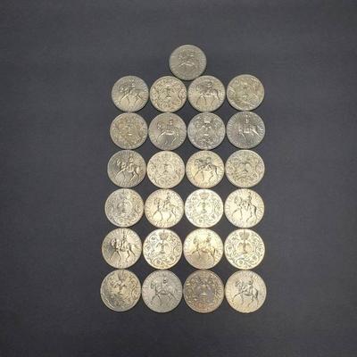 1977 UK Queen Elizabeth II Silver Jubilee Commemorative Crown Coins – Set of 25