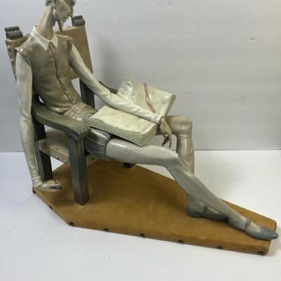 Lladro Don Quixote Seated with Book Porcelain Statue – 19"x10"x16"