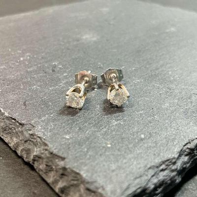 14kt White Gold Diamond Post Earrings  -.40 Carat Tw (3.8mm)