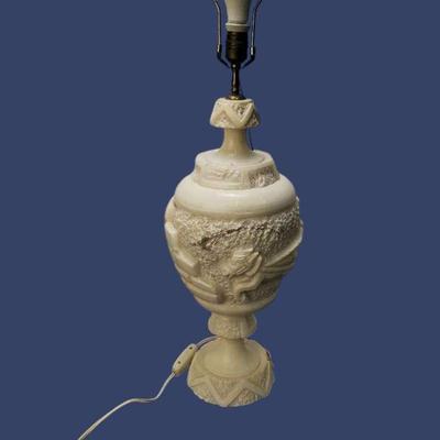 Vintage Carved Alabaster Lamp 