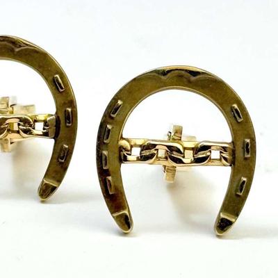 14K Gold Horseshoe Cuff Links