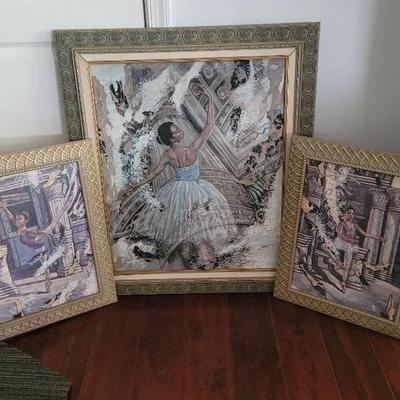 Three Piece Classic Ballerina Paintings