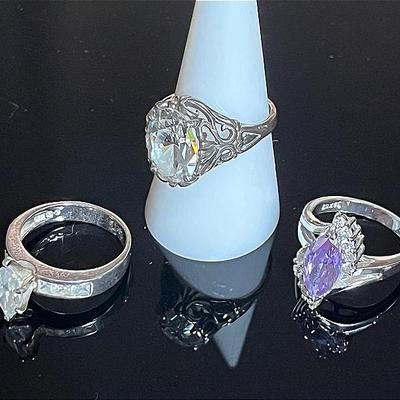 18KGE Ring with Two Sterling Silver Rings