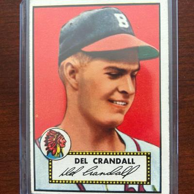 1952 Topps Baseball Card.  Del Crandall - Boston Braves. #162 Red Back