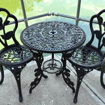 Cast Iron Bistro Table and Chairs, Black