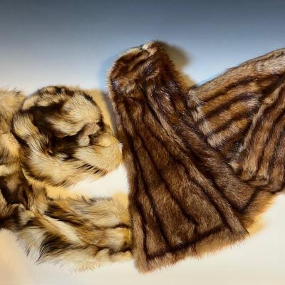 Vintage Marten Fur Toque and Collar, Brown Mink Collar and Cuffs
