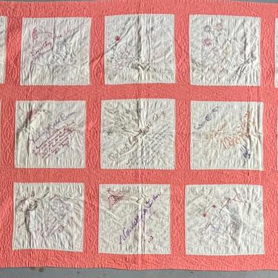 Vintage circa 1932 Embroidered Bible Verse Quilt 