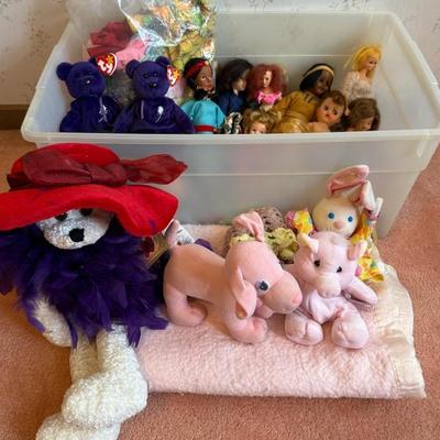 Assorted Vintage Dolls, Clothing, Accessories And Plush With TY Beanie Babies