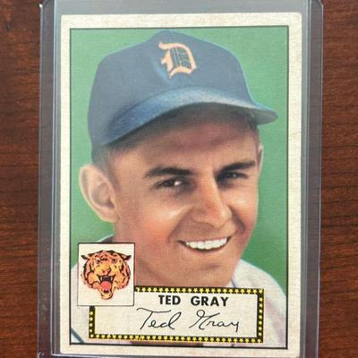 1952 Topps Baseball Card.  Ted Gray - Detroit Tigers. #86 Red Back
