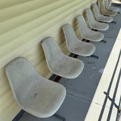 Herman Miller MCM Fiberglass Tandem Bench Chairs (Group B, 8 Seats)