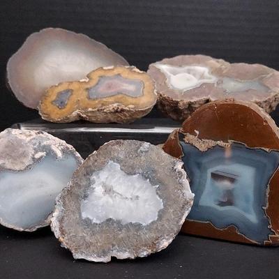 Array Of Sliced And Polished Geodes