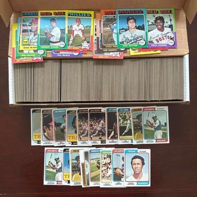 100s of 1974 and 1975 Baseball Cards.  Few HOFs, Commons and Minor Stars
