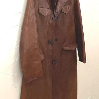 Mod Brown Leather Car Coat