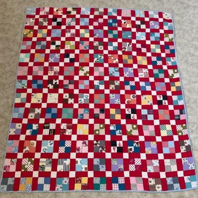 Vintage Colorful Handmade Patchwork Quilt