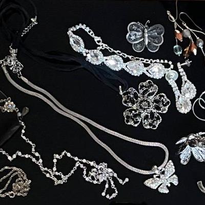 Beaded Crystal Silvertone Jewelry 