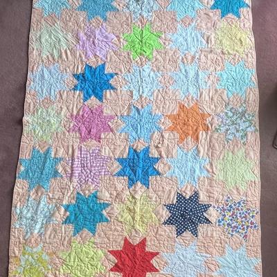Machine Stitched Eight Point Star Quilt 