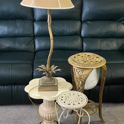 Hollywood Regency Stands and Lamp