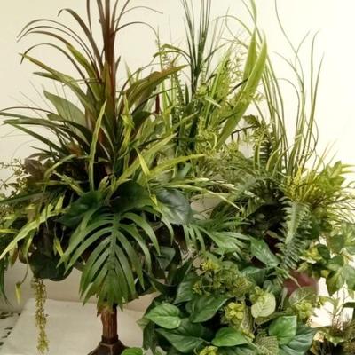 Faux Greenery with Vases and Basket