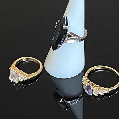 Sterling Silver Rings (3) with Stones 
