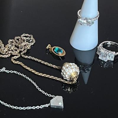 18KGP Rings (2), 12KGP Pendant, Two Pendant Necklaces