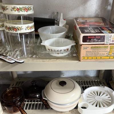 Vintage Kitchen Goods With Pyrex, Fire King, Canisters, Corning Vision