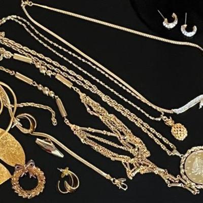 Goldtone Jewelry with Trifari Crystal Demiparure 