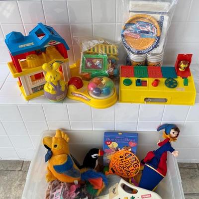 Tub Full Of Vintage Toys With Disney, Kohner, Playskool Flat Folks, Etc