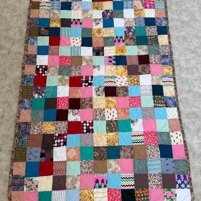 Vintage Smaller Hand Sewn Patchwork Quilt Or Throw