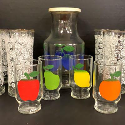 Vintage Water Glasses And Juice Glass Set