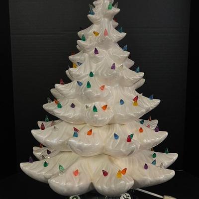 MCM White Ceramic Lighted Christmas Tree