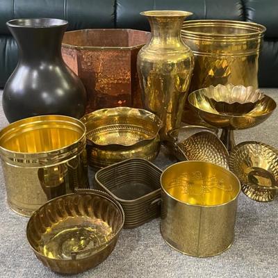 Brass and Copper Decor (13) with Planters 