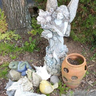 Angel Garden Statue, Strawberry Pot and Outside Decor