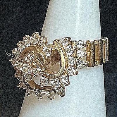 14K Yellow Gold 30 Diamond Spiral Spinning Ring