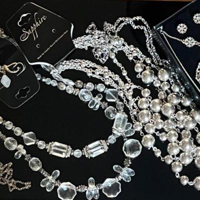 Crystal and Silvertone Jewelry 
